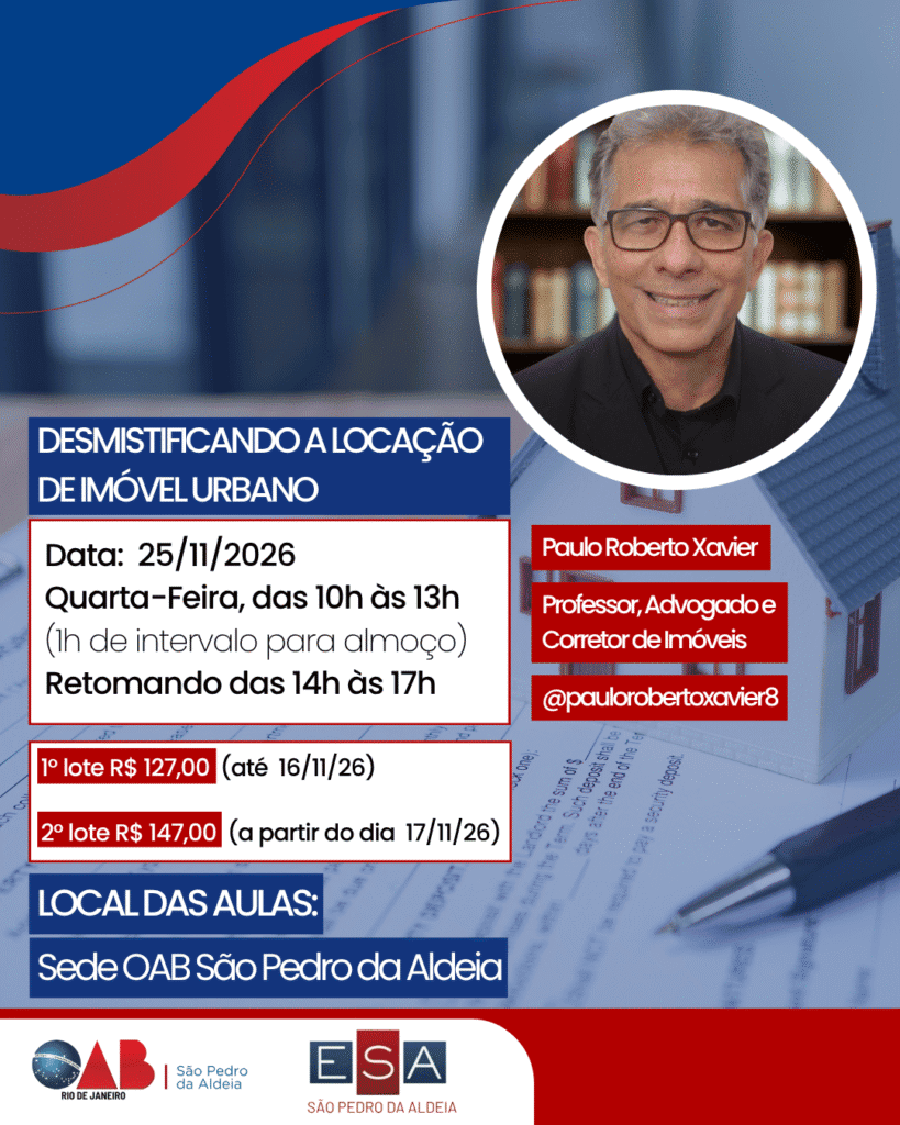 CURSO PRESENCIAL | DESMISTIFICANDO A LOCAÇÃO DE IMÓVEL URBANO